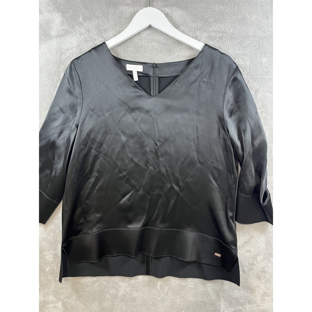 ESCADA Sport Womens Blouse‎ Silky Black Sz 40 Evening 3/4 sleeve top Office